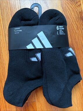 adidas Men's Black Low-Cut Athletic No-Show Socks - Pack of 6 NWT
